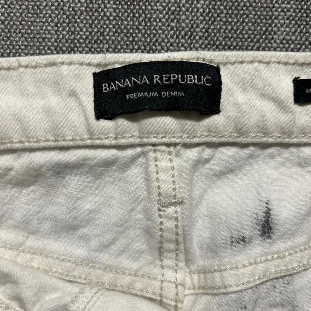 Banana Republic Stovepipe Jeans Mens 31 White Gray Paint Splatter Button Fly